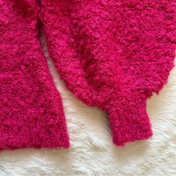 C/MEO Collective Sweater Coco Knit Balloon Sleeve V-neck Wool Blend Hot Pink XS - Picture 7 of 12